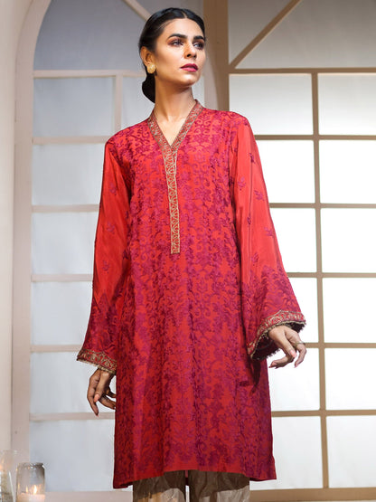 Embroidered Raw Silk Shirt