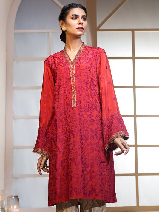 Embroidered Raw Silk Shirt