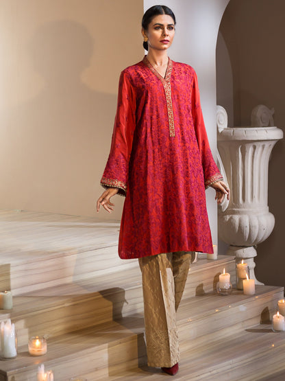 Embroidered Raw Silk Shirt