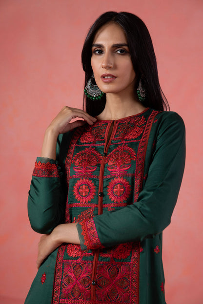 Embroidered Cotton Satin Shirt