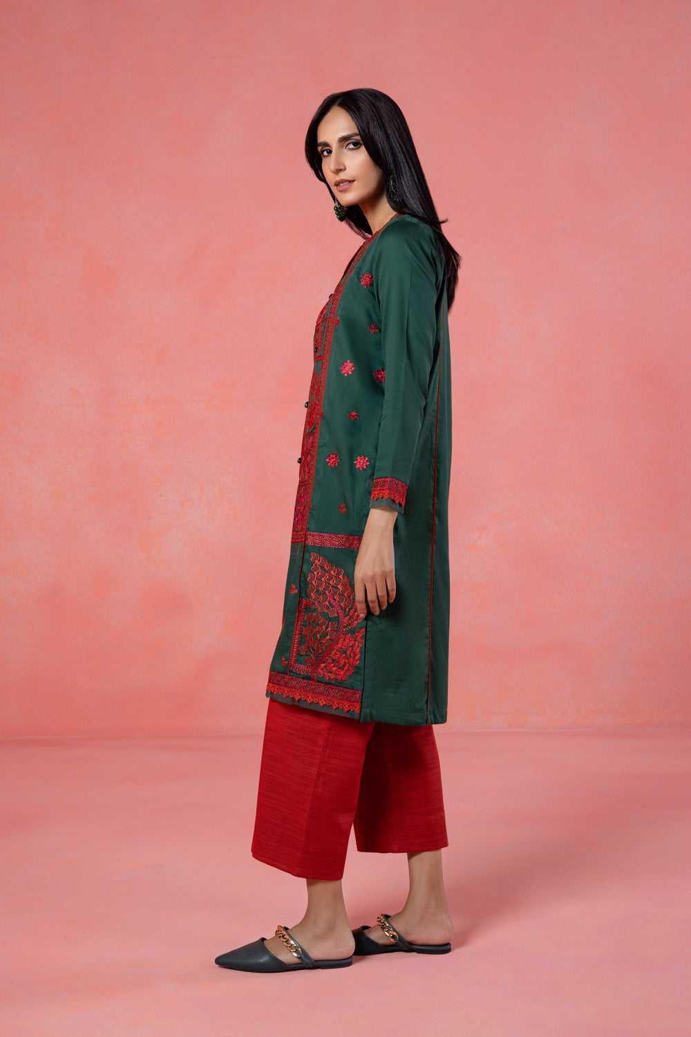 Embroidered Cotton Satin Shirt