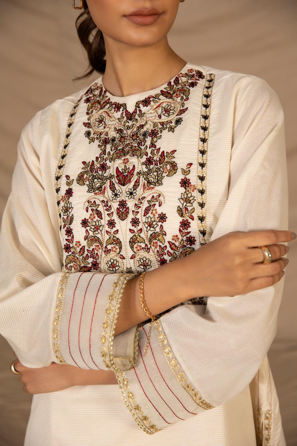 Embroidered Zari Lawn Shirt