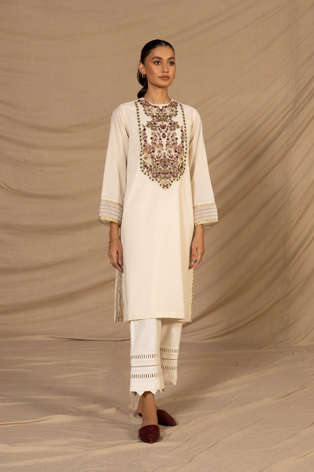Embroidered Zari Lawn Shirt