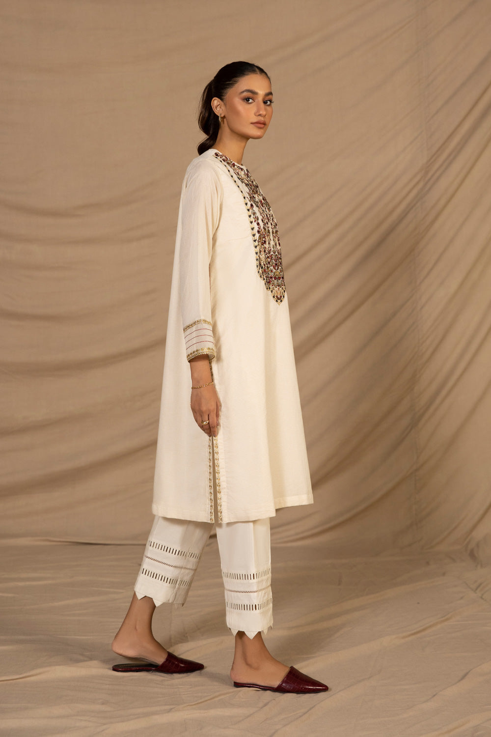 Embroidered Zari Lawn Shirt