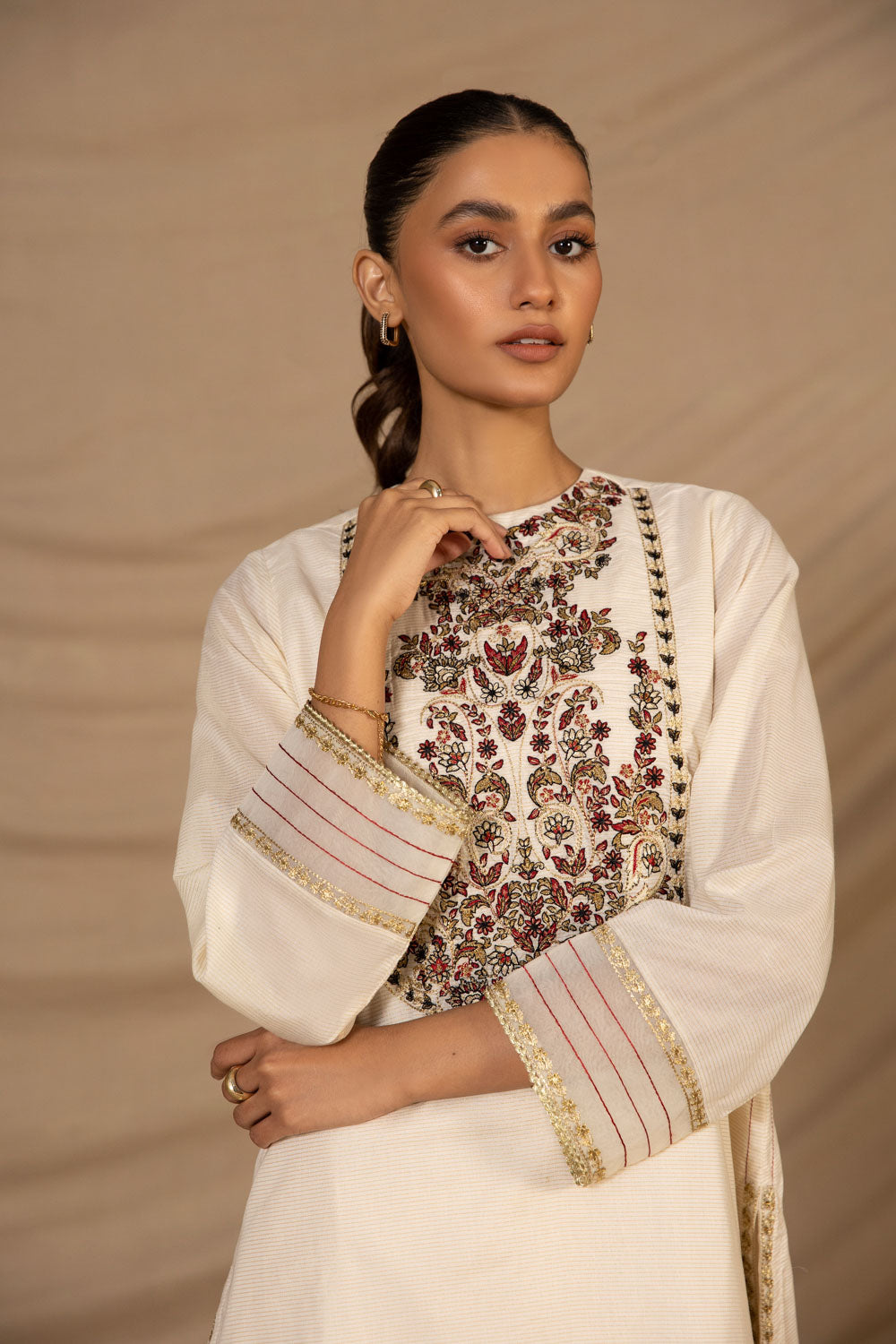 Embroidered Zari Lawn Shirt