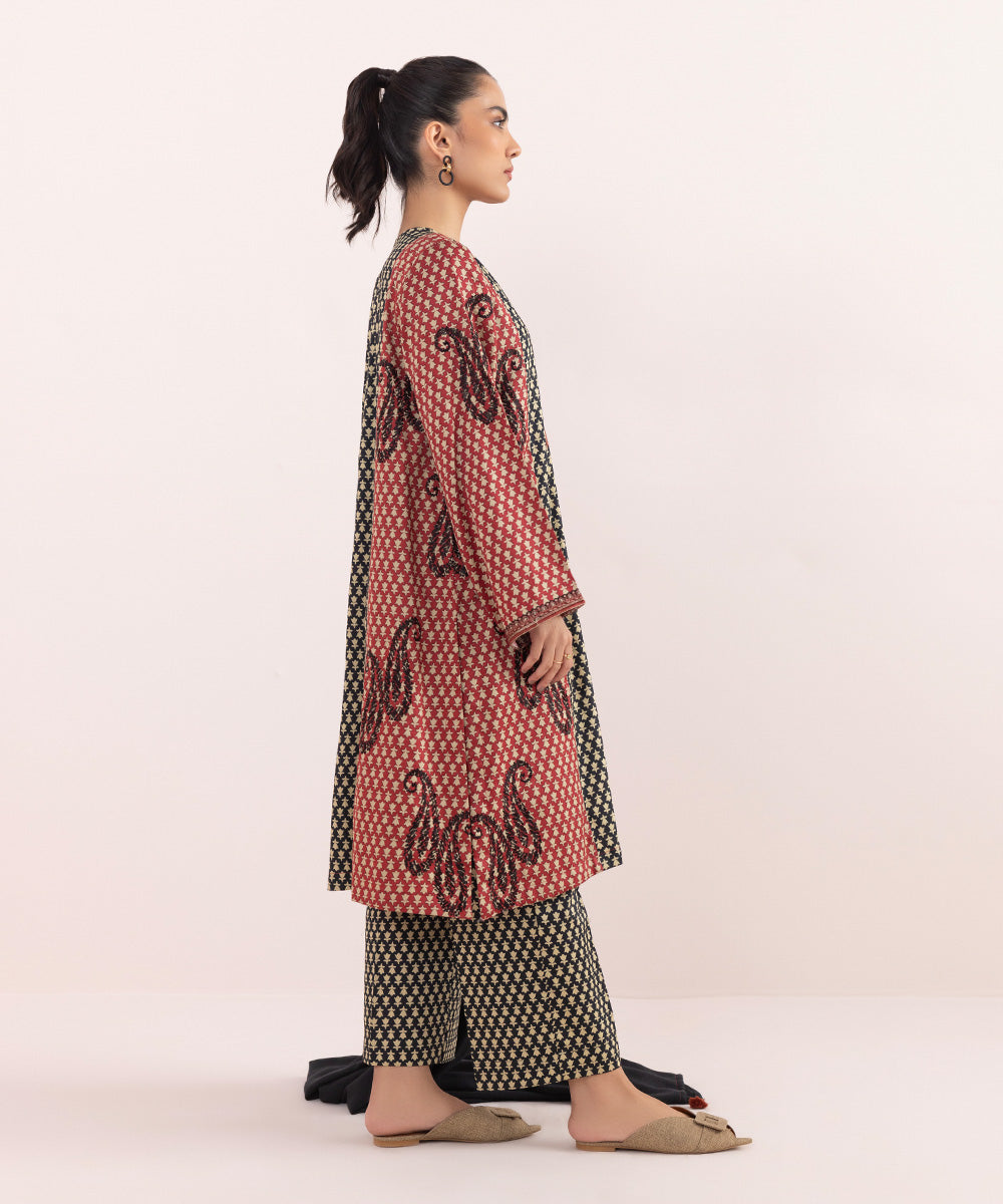 Sapphire - 3 Piece - Embroidered Cotton Satin Suit