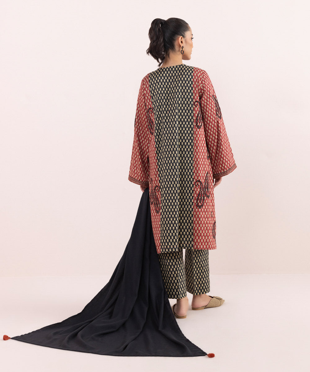 Sapphire - 3 Piece - Embroidered Cotton Satin Suit