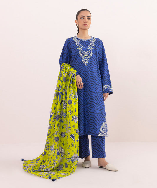 Sapphire - 3 Piece - Embroidered Khaddar Suit