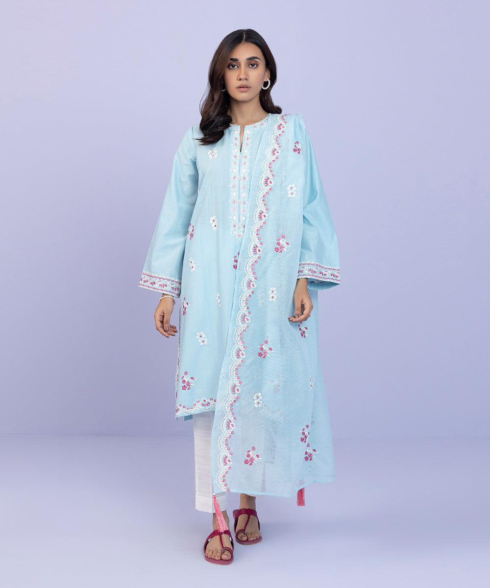 Sapphire - 2 Piece - Embroidered Cambric Suit