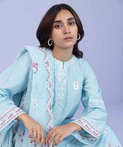 Sapphire - 2 Piece - Embroidered Cambric Suit