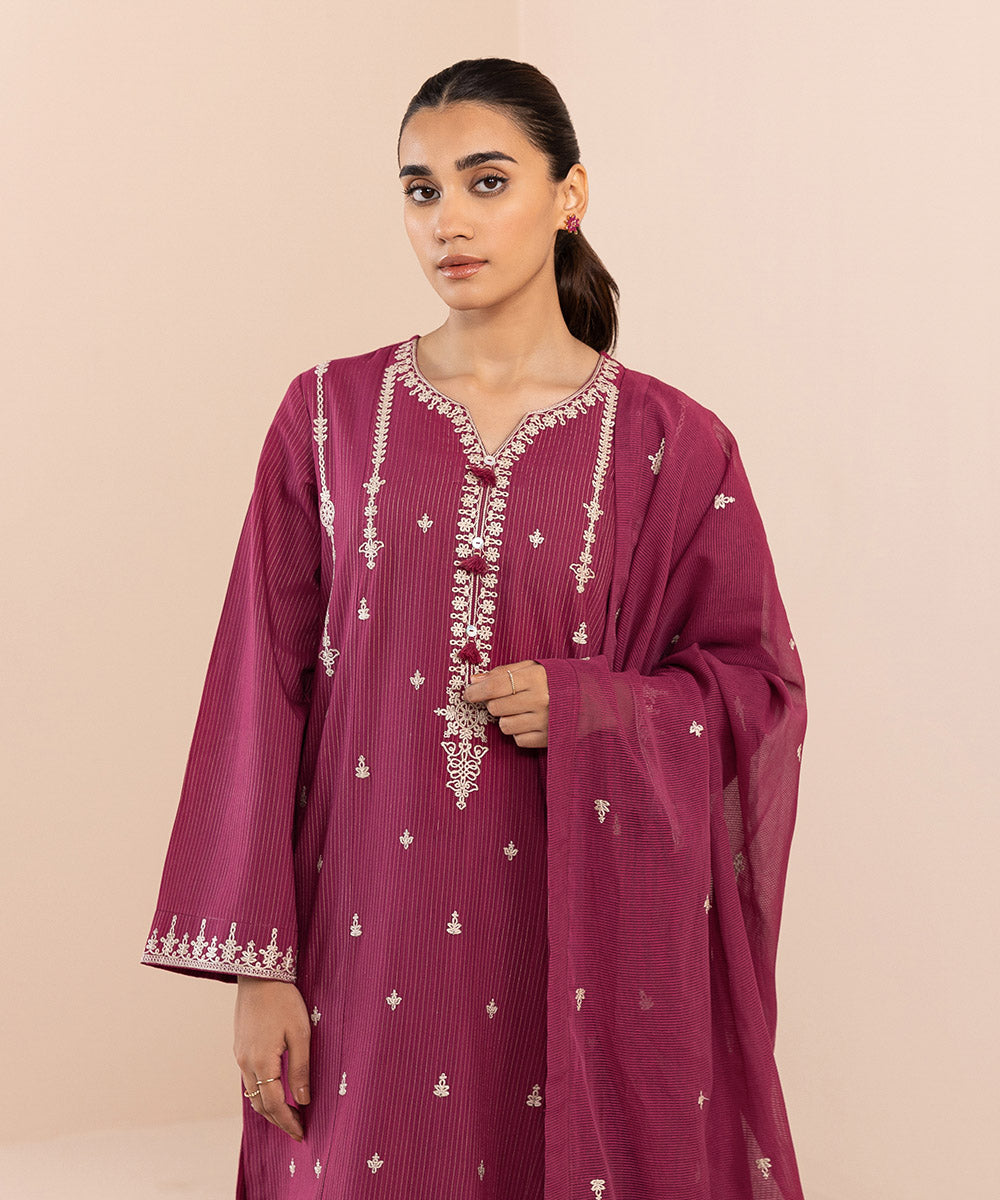 Sapphire - 3 Piece - Embroidered Zari Khaddar Suit