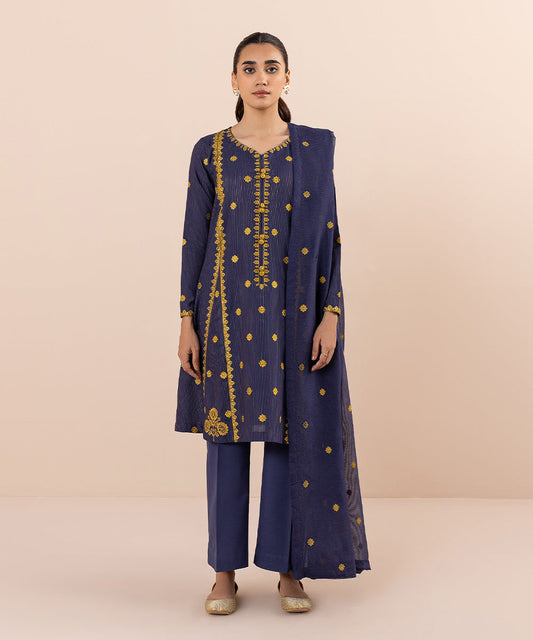 Sapphire - 2 Piece - Embroidered Zari Khaddar Suit