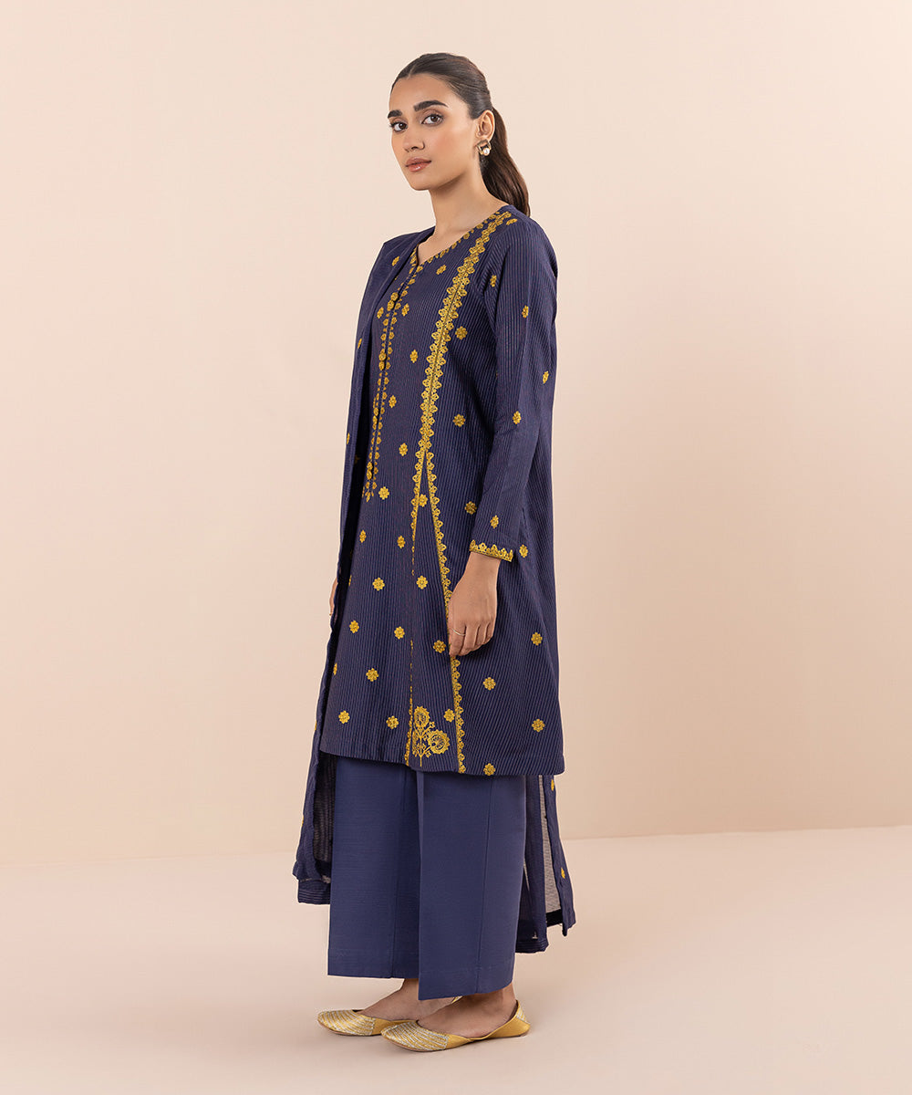 Sapphire - 2 Piece - Embroidered Zari Khaddar Suit