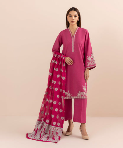 Sapphire - 3 Piece - Embroidered Karandi Suit