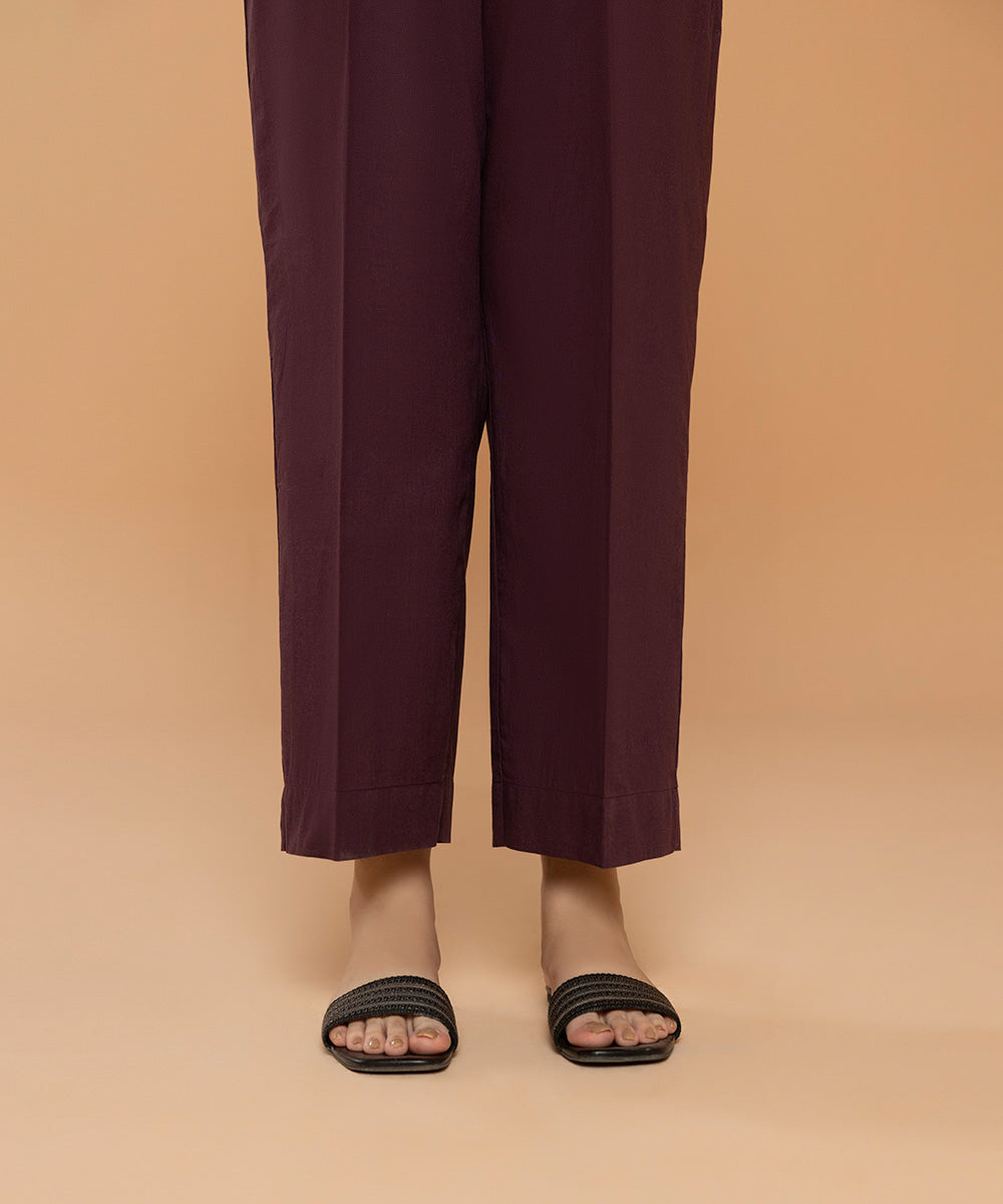 Sapphire - Solid Cotton Straight Pants