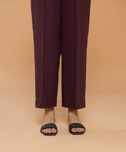 Sapphire - Solid Cotton Straight Pants