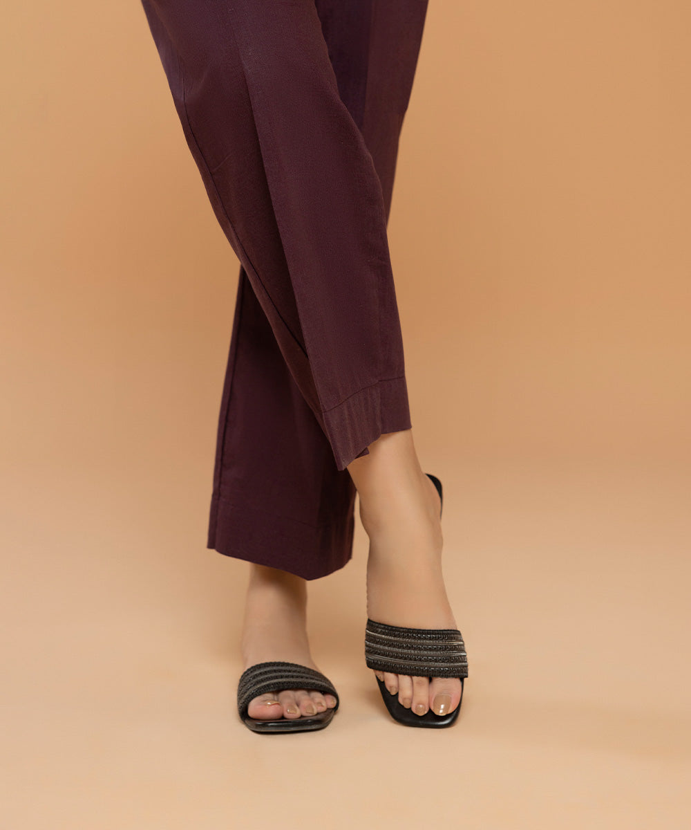 Sapphire - Solid Cotton Straight Pants