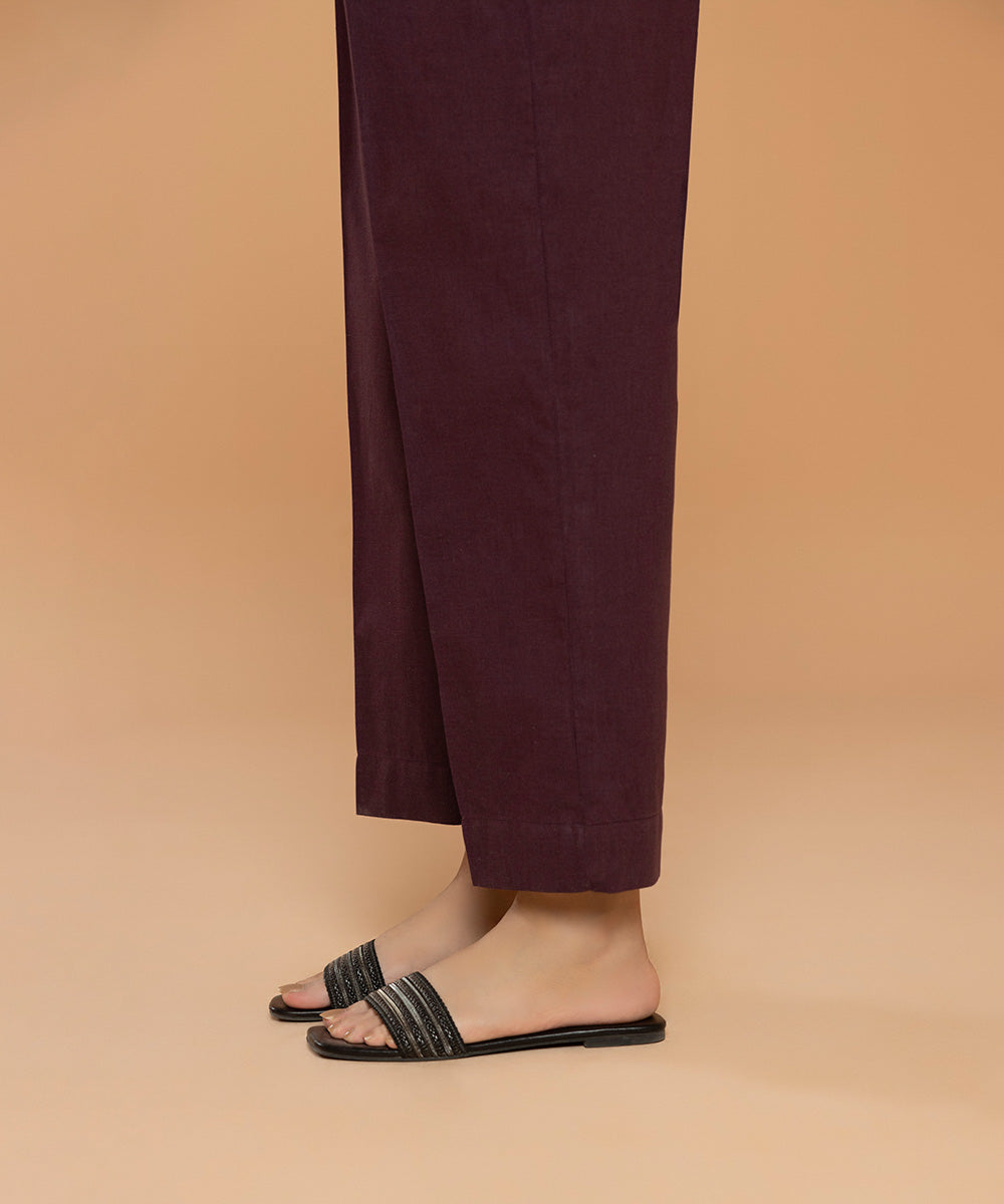 Sapphire - Solid Cotton Straight Pants