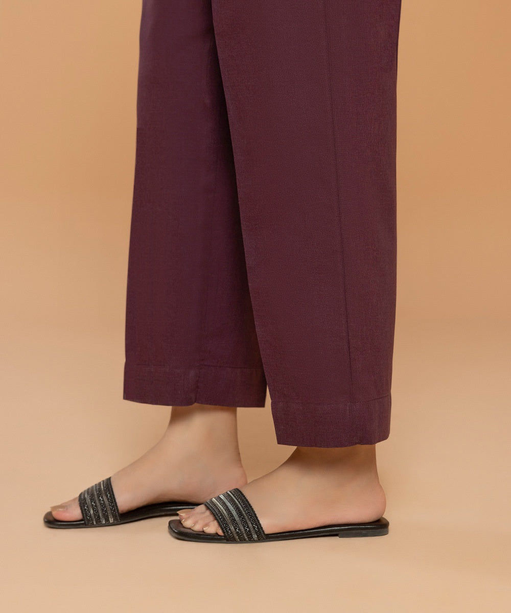 Sapphire - Solid Cotton Straight Pants