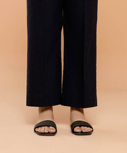 Sapphire - Solid Cotton Straight Pants