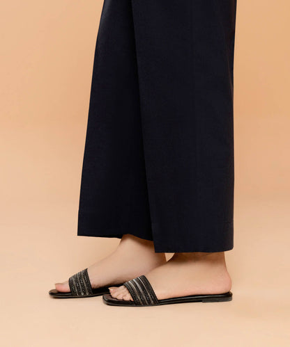 Sapphire - Solid Cotton Straight Pants