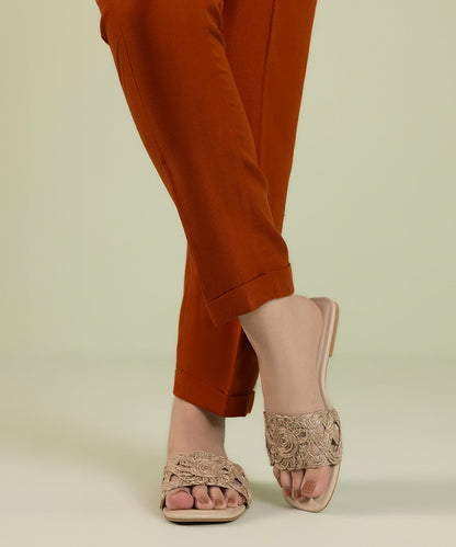 Sapphire - Solid Cottel Cigarette Pants