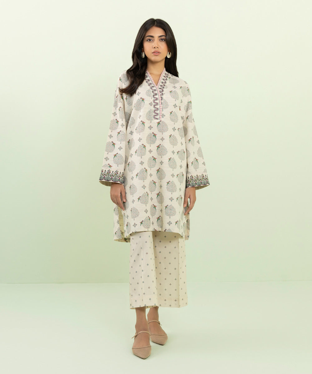 Sapphire - Embroidered Zari Khaddar Shirt