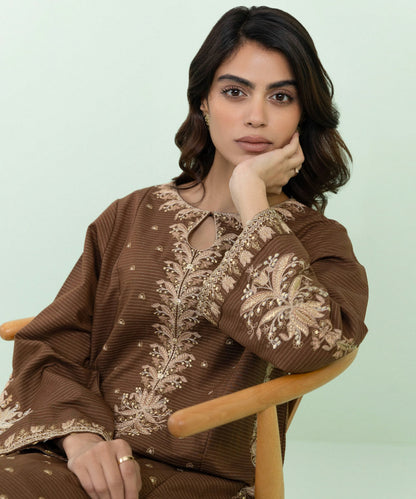 Sapphire - Embroidered Zari Khaddar Shirt