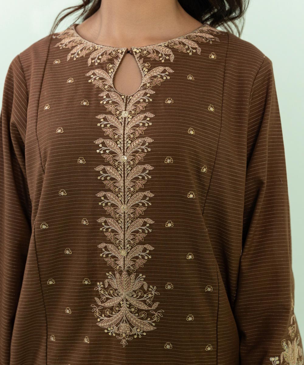Sapphire - Embroidered Zari Khaddar Shirt