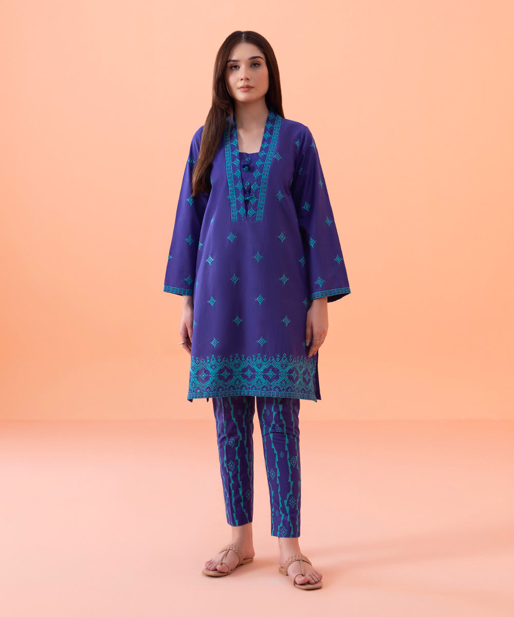 Sapphire - 2 Piece - Embroidered Cambric Suit