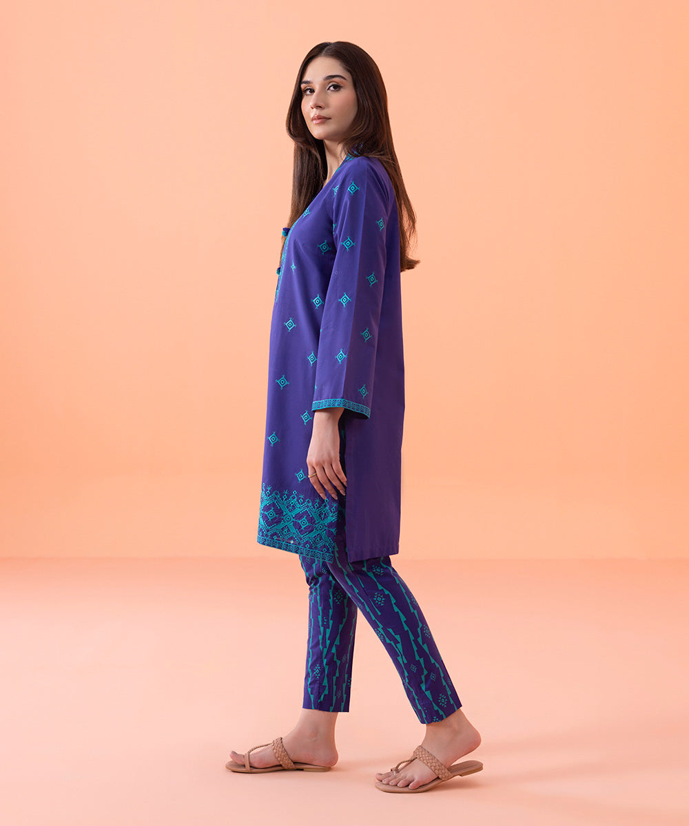 Sapphire - 2 Piece - Embroidered Cambric Suit