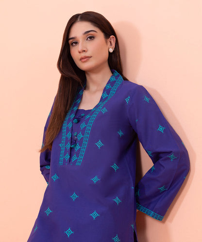 Sapphire - 2 Piece - Embroidered Cambric Suit