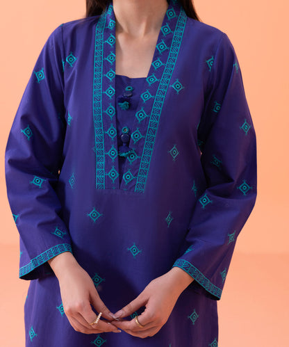 Sapphire - 2 Piece - Embroidered Cambric Suit