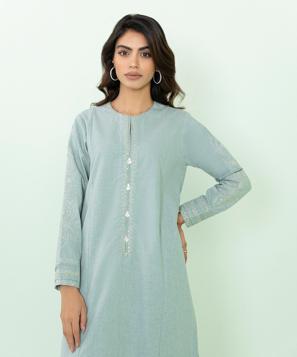 Sapphire - 2 Piece - Embroidered Mélange Suit