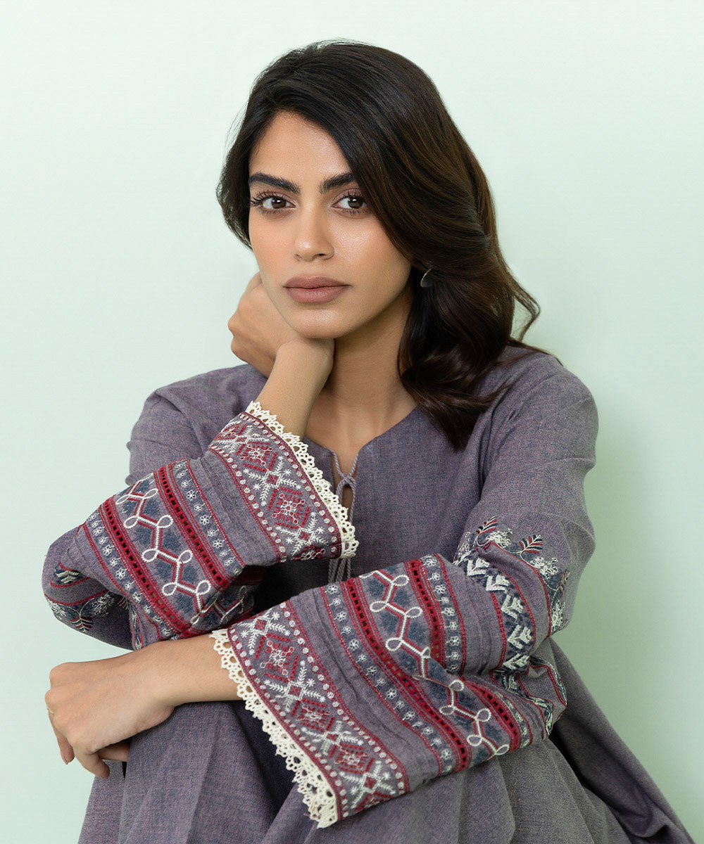 Sapphire - 2 Piece - Embroidered Cotton Suit