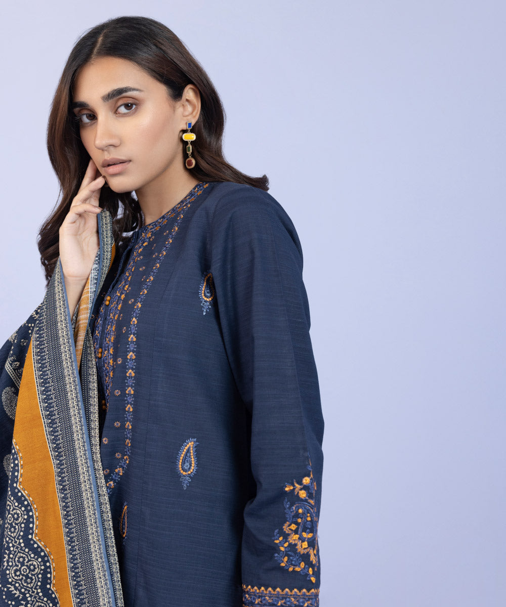 Sapphire - 3 Piece - Embroidered Khaddar Suit