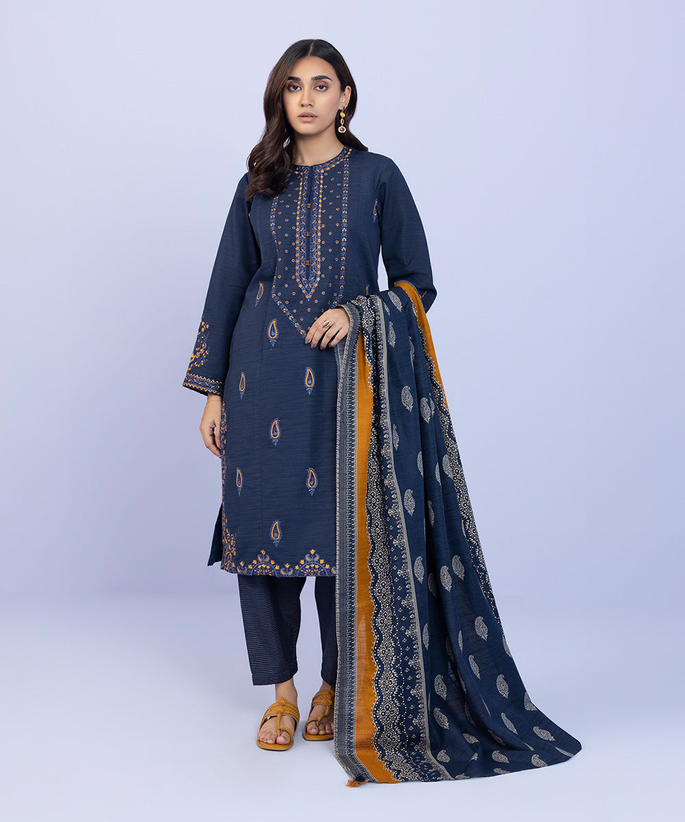Sapphire - 3 Piece - Embroidered Khaddar Suit