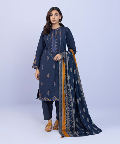 Sapphire - 3 Piece - Embroidered Khaddar Suit