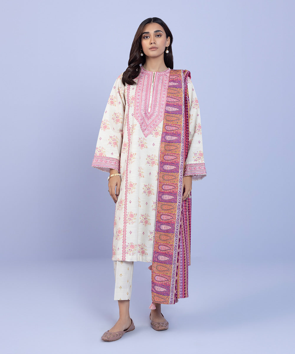 Sapphire - 3 Piece - Embroidered Khaddar Suit