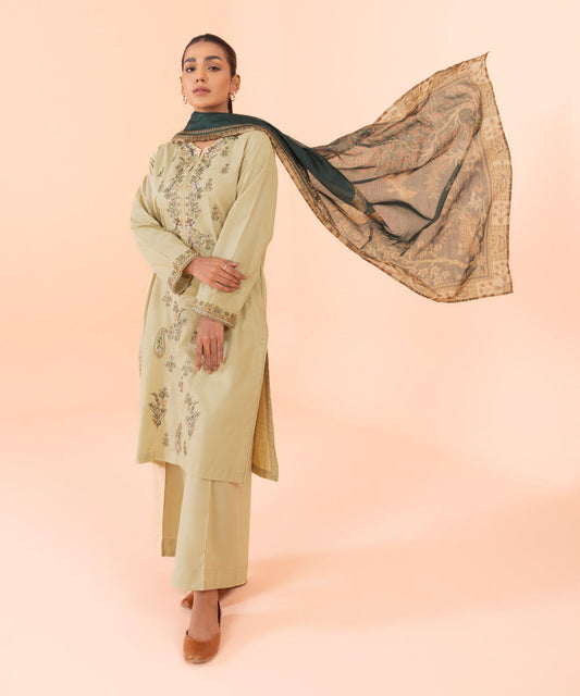 Sapphire - 3 Piece - Embroidered Cambric Suit