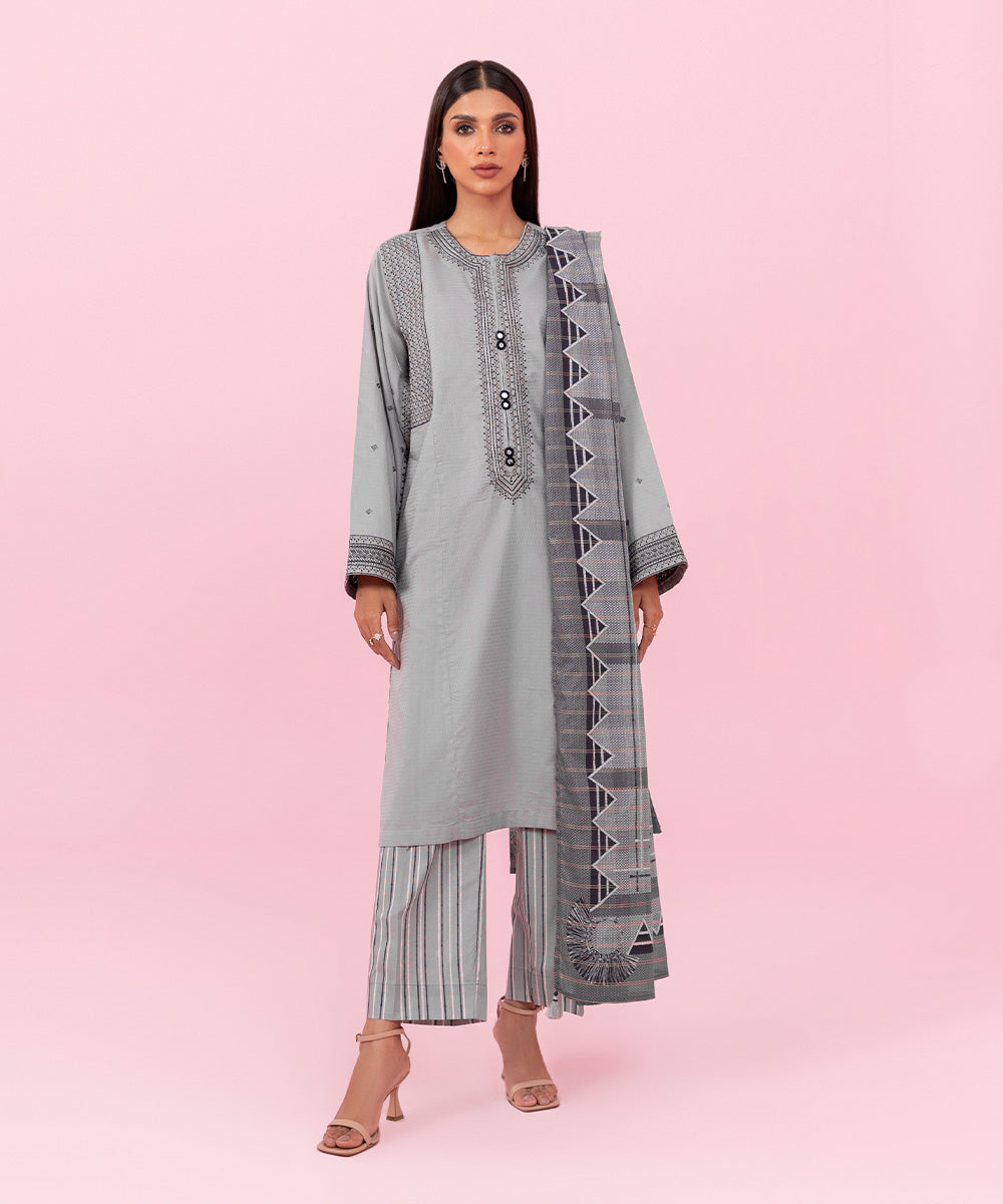 Sapphire - 3 Piece - Embroidered Dobby Suit