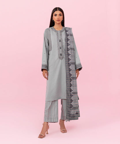 Sapphire - 3 Piece - Embroidered Dobby Suit