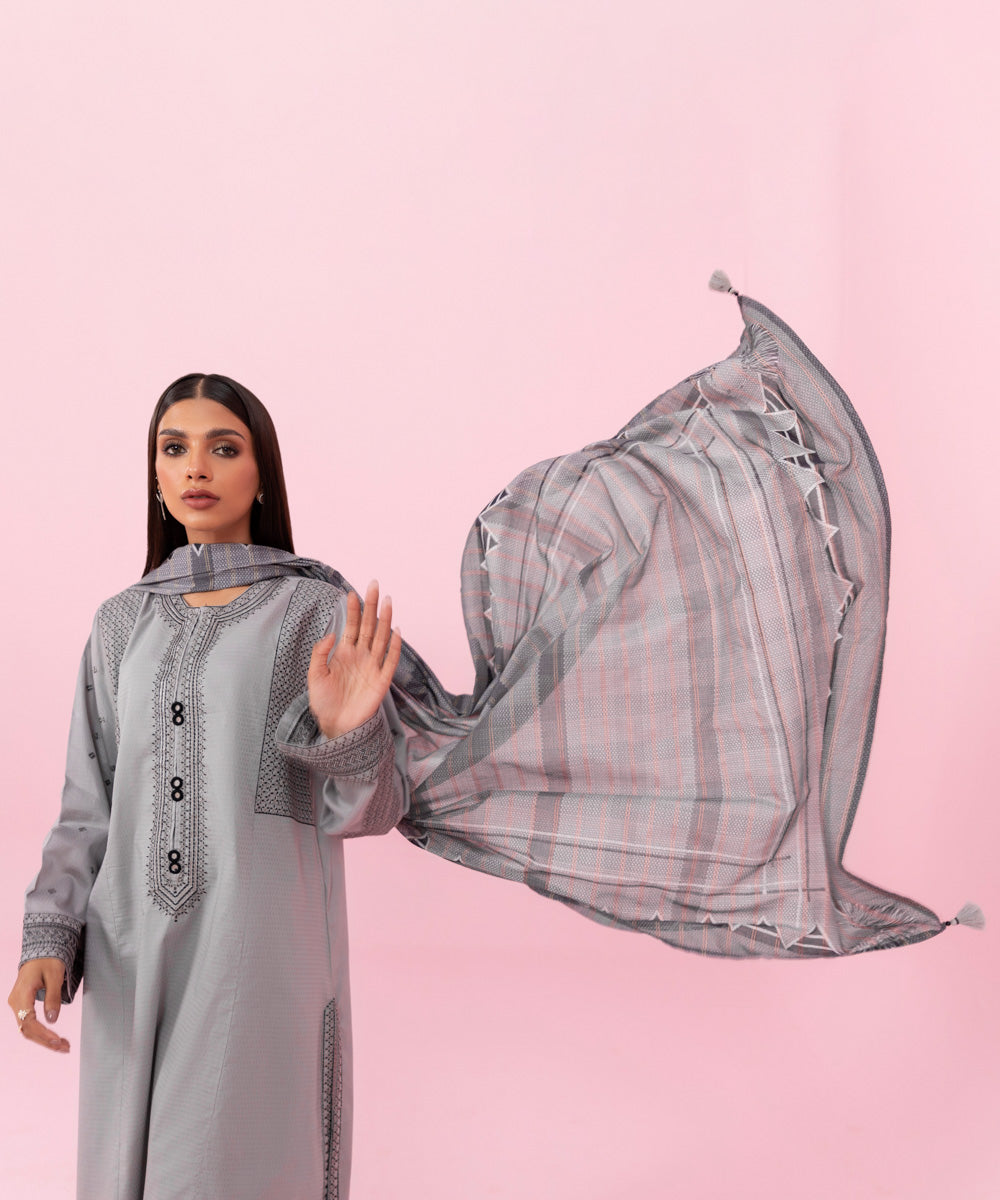 Sapphire - 3 Piece - Embroidered Dobby Suit