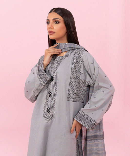 Sapphire - 3 Piece - Embroidered Dobby Suit