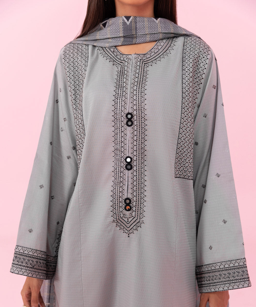 Sapphire - 3 Piece - Embroidered Dobby Suit
