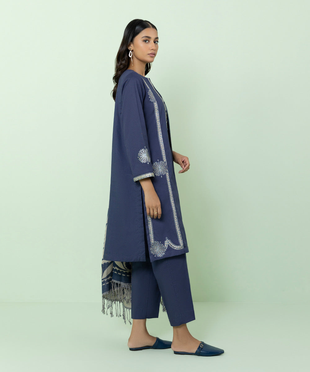 Sapphire - 3 Piece - Embroidered Multi Neps Suit