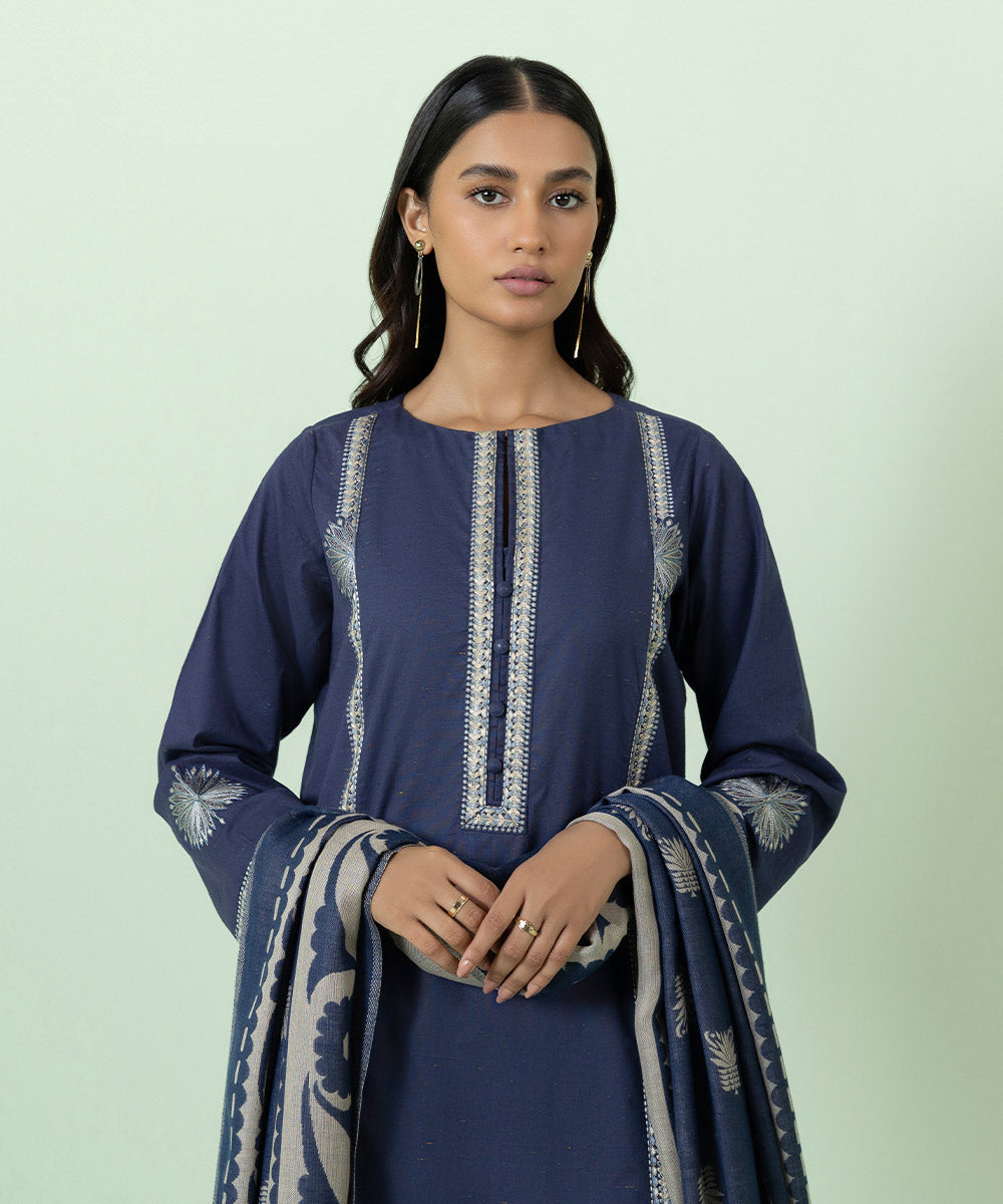 Sapphire - 3 Piece - Embroidered Multi Neps Suit