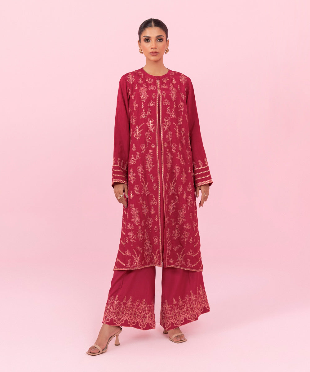 Sapphire - 2 Piece - Embroidered Raw Silk Suit