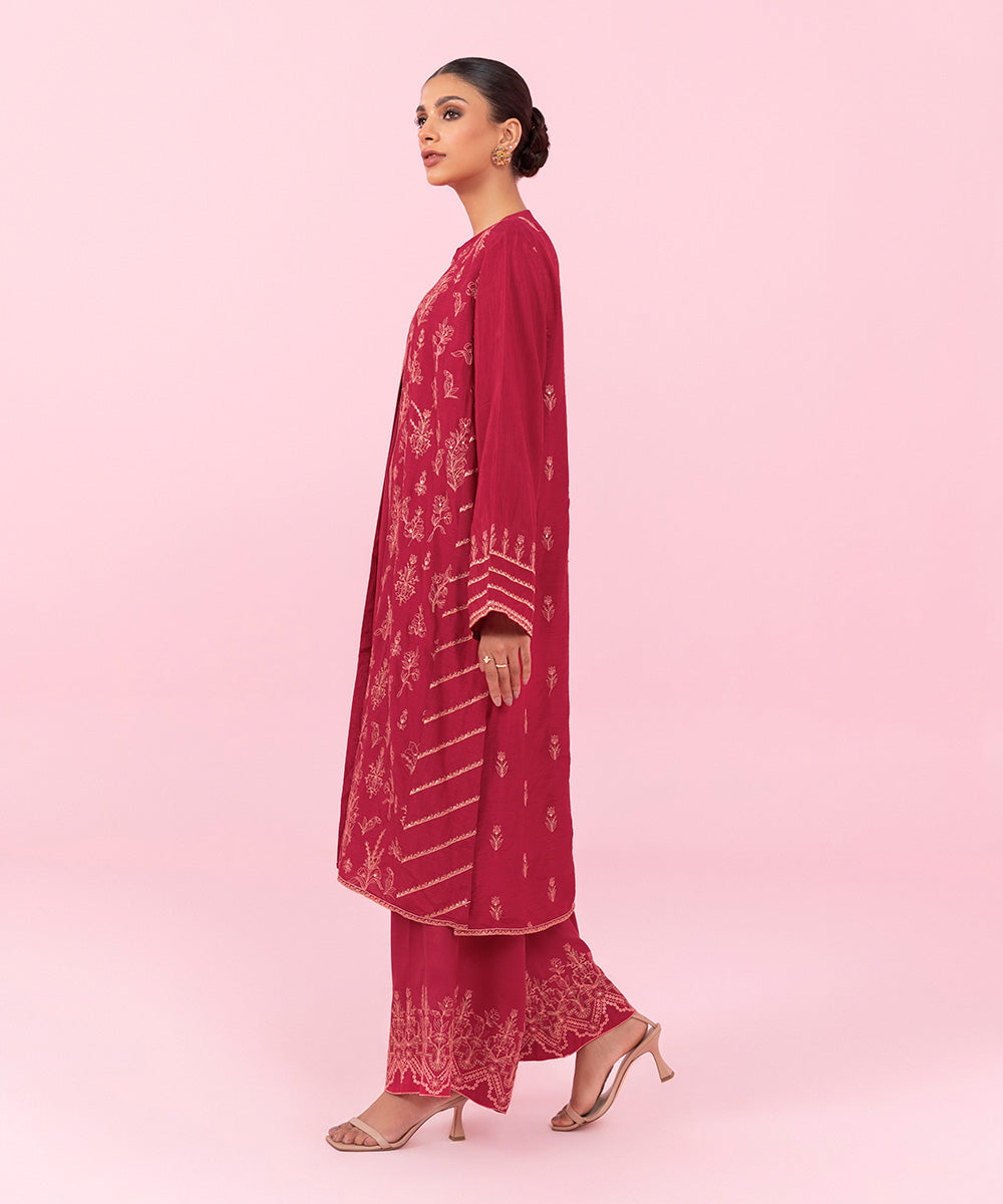 Sapphire - 2 Piece - Embroidered Raw Silk Suit