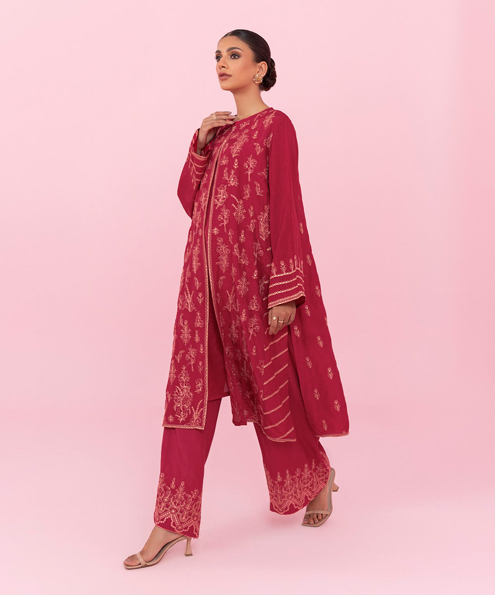 Sapphire - 2 Piece - Embroidered Raw Silk Suit